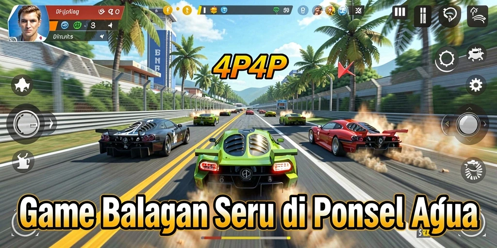 Tampilan gameplay <strong>4P4P</strong> dengan balapan yang menegangkan dan mobil cepat.