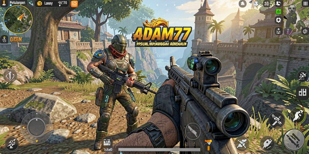 Tampilan aksi seru dalam permainan TPS ADAM77 yang menegangkan.