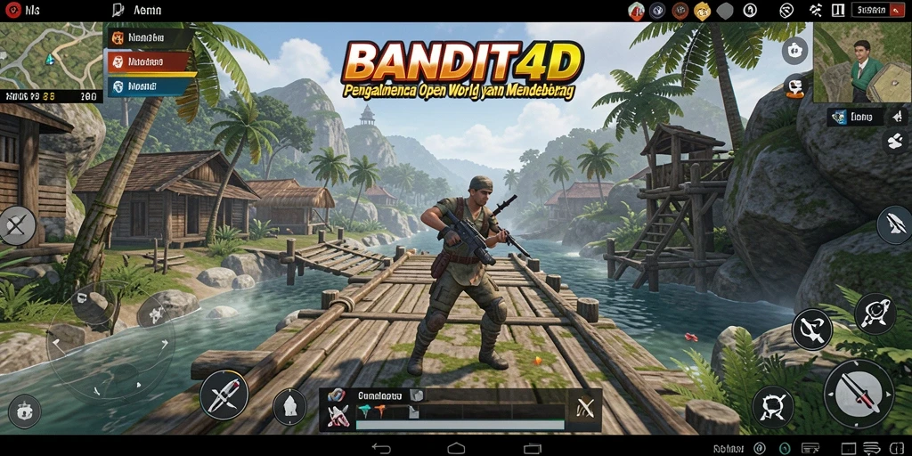 Tangkapan layar gameplay BANDIT4D yang menampilkan eksplorasi dunia terbuka.