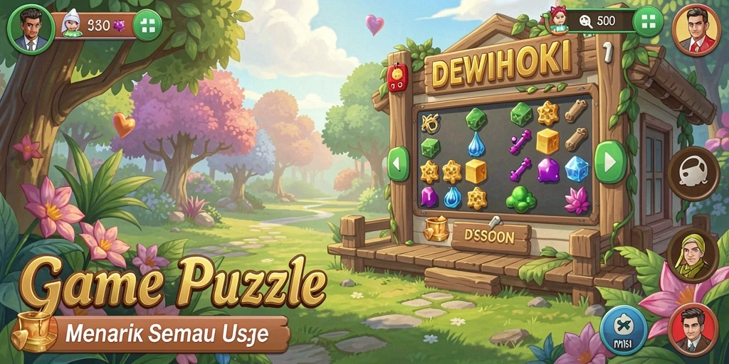 Tampilan permainan puzzle DEWIHOKI yang mengasyikkan.