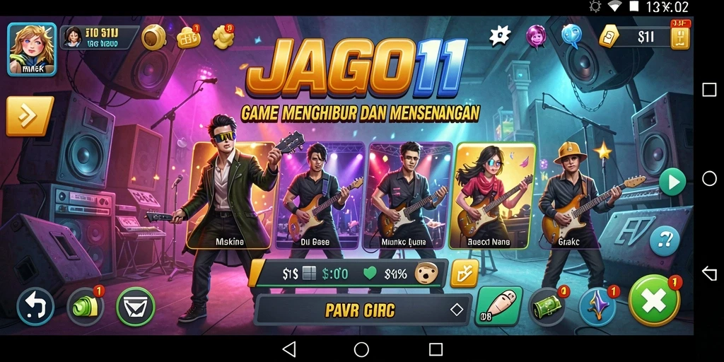 Tampilan gameplay dalam JAGO11 saat pemain mengikuti irama musik.
