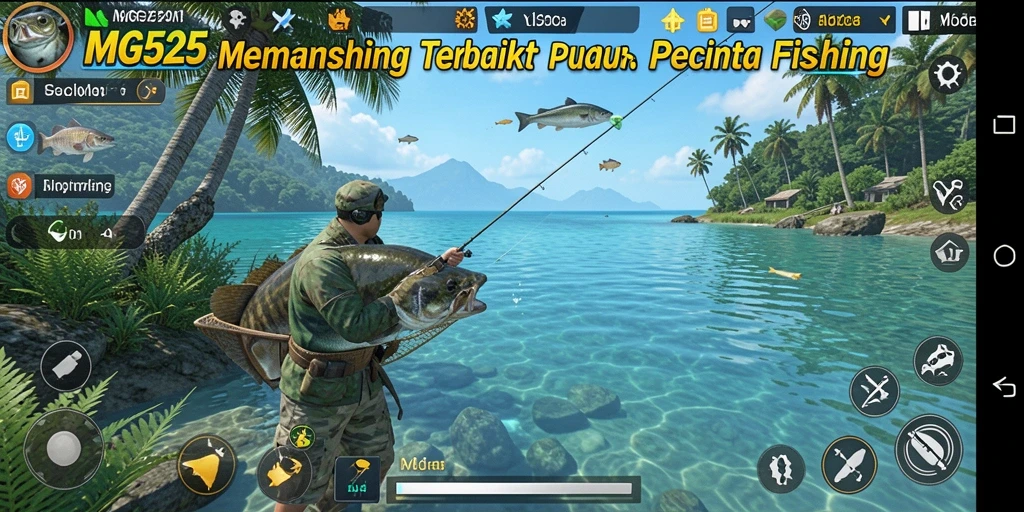 Tampilan gameplay <strong>MG525</strong> yang menggambarkan pengalaman memancing yang seru.