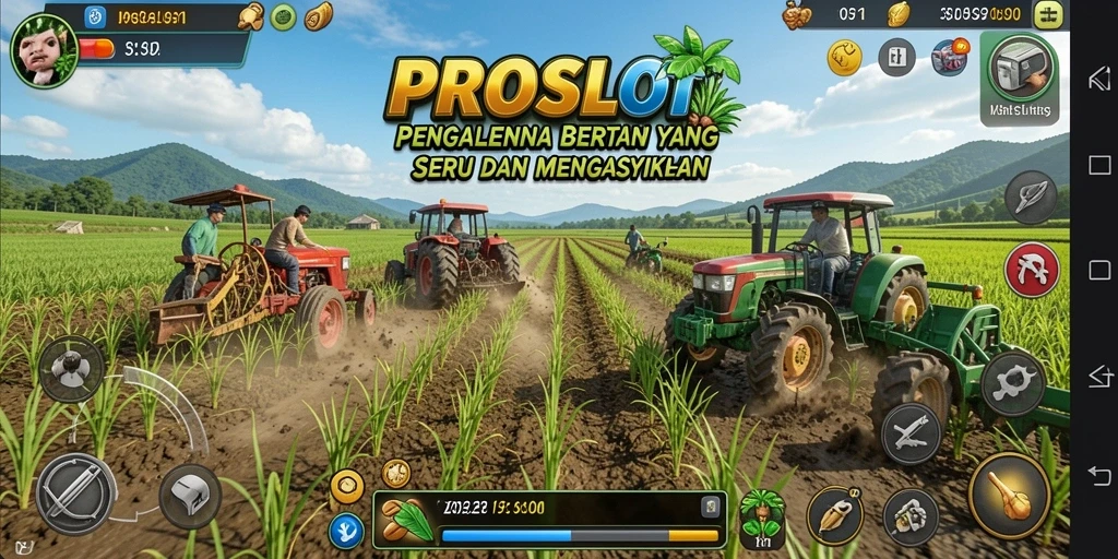 Tangkapan layar gameplay <strong>PROSLOT</strong> yang menunjukkan keindahan kebun dan aktivitas bertani.