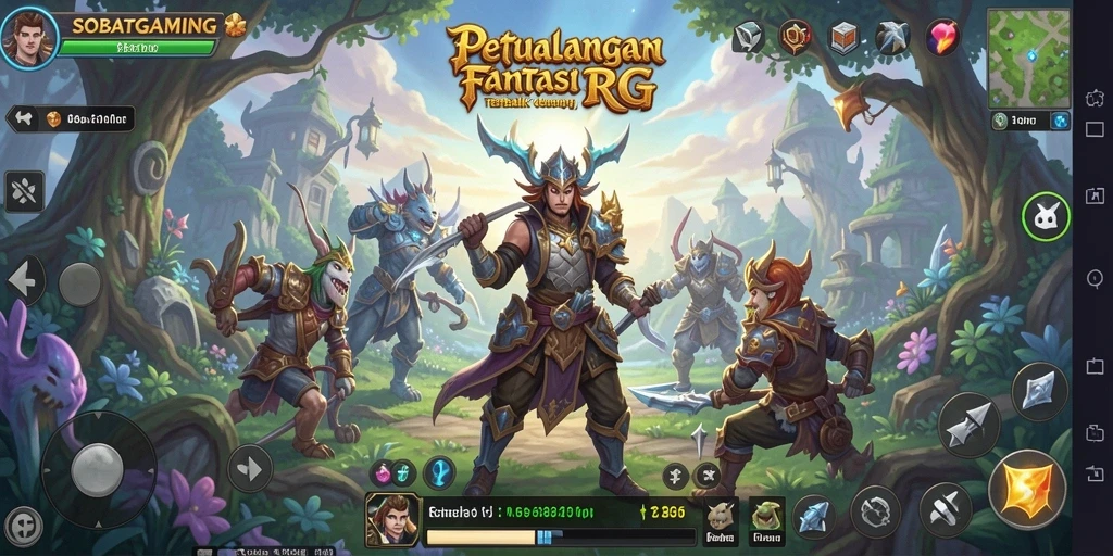 Tangkapan layar utama menunjukkan aksi mendebarkan dalam RPG SOBATGAMING.